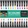 imageESRICH 40PCS Acrylic Paint SetProfessional Painting Supplies with AcrylicCanvas PanelsBrushesPaint KnifeSpongePlastic Palette and Metal Easel for AdultsKids and Artists