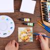 imageESRICH 4x4IN Small Canvases for Painting 24 Pack Mini Canvas Boards Cotton Painting Canvas Primed Acid Free Mini Blank Canvas Panels for Oil PaintWatercolorAcrylic PaintGouacheampampTempera4x4in 100pack