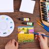 imageESRICH 4x4IN Small Canvases for Painting 24 Pack Mini Canvas Boards Cotton Painting Canvas Primed Acid Free Mini Blank Canvas Panels for Oil PaintWatercolorAcrylic PaintGouacheampampTempera6x6in 12pack