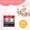 imageESRICH 4x4IN Small Canvases for Painting 24 Pack Mini Canvas Boards Cotton Painting Canvas Primed Acid Free Mini Blank Canvas Panels for Oil PaintWatercolorAcrylic PaintGouacheampampTempera3x3in 64pack