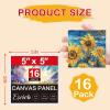 imageESRICH 4x4IN Small Canvases for Painting 24 Pack Mini Canvas Boards Cotton Painting Canvas Primed Acid Free Mini Blank Canvas Panels for Oil PaintWatercolorAcrylic PaintGouacheampampTempera5x5in 16pack