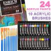 imageESRICH 78PCS Acrylic Paint Set with Wood Easel Paint Brushes Canvases Art Painting Supplies Kit for Kids Students Artists and Beginners