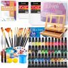 imageESRICH 26PCS Acrylic Paint Set with 12Colors Acrylic Paints 12ml 04 oz 10 Paint Brushes 2Canvas 1 Wood Easel 1 Plate Painting Supplies Kits for Kids Adults Artists and Beginners36 Color Acrylic Paints