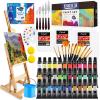 imageESRICH Acrylic Paint Set 12 Colors2 Packwith 20 Paint Brushes24 Acrylic Paints for AdultsKidsBeginnerProfessional ArtistsNonToxic Craft Paint kit for PaperCanvasRockWoodCeramic64pcs 36colors painting kit
