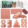 imageESRICH Cedar Blocks for Clothes Storage 100PCSCedars Planks with Metal Hooks Cedar Wood Chips Cedars Rings and Balls for Closets and Drawers