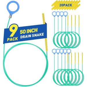 image50 Inch Snake Drain Hair Removal Tool9 PCS Metal with Nylon Coating Drains Snakes Hair Drain Clog RemoverDrain Cleaner ToolDrains Snake for ShowerBathtubKitchen Pipes Blocked