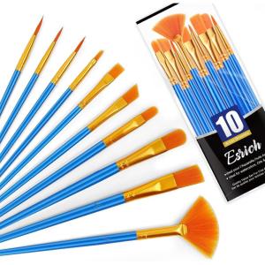 imageESRICH 10PCS Paint BrushesPaint Brush for Acrylic PaintingAcrylic Paint Brush Set for Oil WatercolorBody Face Rock Canvas Small Paint Brushes for Kids Adult Drawing10p