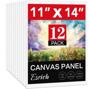 imageESRICH 4x4IN Small Canvases for Painting 24 Pack Mini Canvas Boards Cotton Painting Canvas Primed Acid Free Mini Blank Canvas Panels for Oil PaintWatercolorAcrylic PaintGouacheampampTempera11x14in 12pack