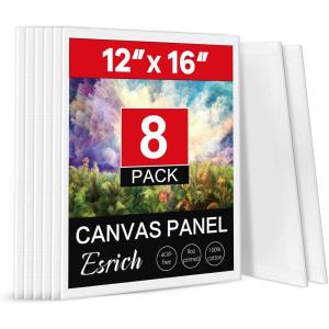 imageESRICH 4x4IN Small Canvases for Painting 24 Pack Mini Canvas Boards Cotton Painting Canvas Primed Acid Free Mini Blank Canvas Panels for Oil PaintWatercolorAcrylic PaintGouacheampampTempera12x16in 8pack