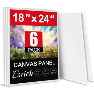 imageESRICH 4x4IN Small Canvases for Painting 24 Pack Mini Canvas Boards Cotton Painting Canvas Primed Acid Free Mini Blank Canvas Panels for Oil PaintWatercolorAcrylic PaintGouacheampampTempera18x24in 6pack