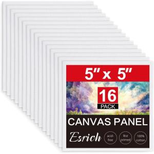 imageESRICH 4x4IN Small Canvases for Painting 24 Pack Mini Canvas Boards Cotton Painting Canvas Primed Acid Free Mini Blank Canvas Panels for Oil PaintWatercolorAcrylic PaintGouacheampampTempera5x5in 16pack