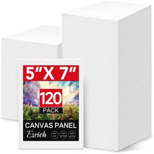imageESRICH 4x4IN Small Canvases for Painting 24 Pack Mini Canvas Boards Cotton Painting Canvas Primed Acid Free Mini Blank Canvas Panels for Oil PaintWatercolorAcrylic PaintGouacheampampTempera5x7in 120pack