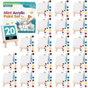 imageESRICH 5 Set Mini Acrylic Paint SetMinis Canvas Painting KitSt Patricks Party Gifts4  4in Canvas with EaselAcrylic PaintsBrushPaletteMini Easel with Canvas for Kids Adults Painting Party20 set 44