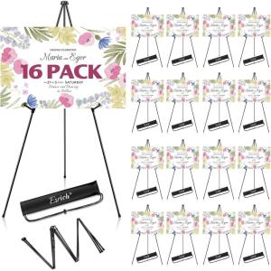 imageESRICH 8 Pack Easel Stand for Sign 63quot Easels for Display Lightweight Metal Easels for Signs Wedding LogosArts PaintingAdjustable Easel Stand with Storage Bag16P