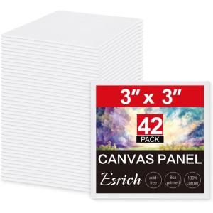 imageESRICH Canvas Boards for Painting 10 Pack Canvases for Painting 8x10 Cotton Primed Acid Free Blank Canvas Panels for Oil Paint Watercolor Acrylic Paint Gouache and Tempera3x3