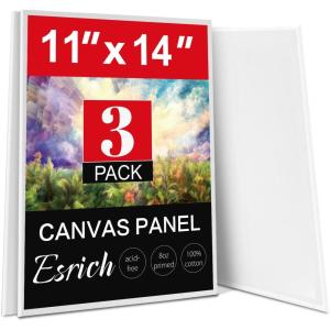 imageESRICH Canvas Boards for Painting 10 Pack Canvases for Painting 8x10 Cotton Primed Acid Free Blank Canvas Panels for Oil Paint Watercolor Acrylic Paint Gouache and Tempera11x14