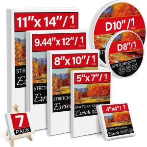 imageESRICH Canvas for Painting 8x10 16 Pack Stretched Canvas Primed AcidFree Cotton Paint Canvas Bulk White Blank Canvases for Painting for Oil ampamp Acrylic Paint7 Pcs7sizes1 of Each