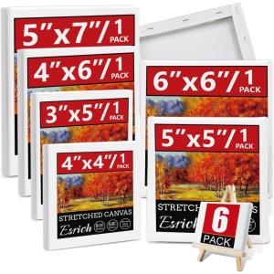 imageESRICH Canvas for Painting 8x10 16 Pack Stretched Canvas Primed AcidFree Cotton Paint Canvas Bulk White Blank Canvases for Painting for Oil ampamp Acrylic Paint6 Packs  6Sizes1 of each