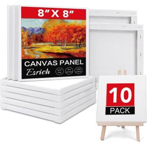 imageESRICH Canvas for Painting 8x10 16 Pack Stretched Canvas Primed AcidFree Cotton Paint Canvas Bulk White Blank Canvases for Painting for Oil ampamp Acrylic Paint10 Packs  1Size8x8