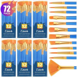 imageESRICH Paint Brushes Set30pack360pcs Nylon Hair Paintbrushes RoundPointed Tip Paint Brushes for Acrylic PaintingWatercolor Oil Miniature Painting KitsPaint Brushes for Kids Adult Arts Supplies72p