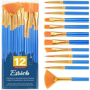 imageESRICH Paint Brushes Set30pack360pcs Nylon Hair Paintbrushes RoundPointed Tip Paint Brushes for Acrylic PaintingWatercolor Oil Miniature Painting KitsPaint Brushes for Kids Adult Arts Supplies12p