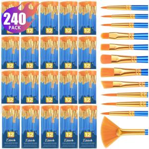 imageESRICH Paint Brushes Set30pack360pcs Nylon Hair Paintbrushes RoundPointed Tip Paint Brushes for Acrylic PaintingWatercolor Oil Miniature Painting KitsPaint Brushes for Kids Adult Arts Supplies240p
