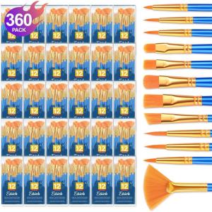imageESRICH Paint Brushes Set30pack360pcs Nylon Hair Paintbrushes RoundPointed Tip Paint Brushes for Acrylic PaintingWatercolor Oil Miniature Painting KitsPaint Brushes for Kids Adult Arts Supplies360p