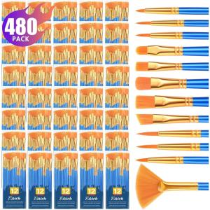 imageESRICH Paint Brushes Set30pack360pcs Nylon Hair Paintbrushes RoundPointed Tip Paint Brushes for Acrylic PaintingWatercolor Oil Miniature Painting KitsPaint Brushes for Kids Adult Arts Supplies480p