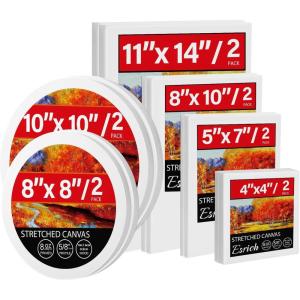 imageESRICH Stretched Canvas for Painting 12 Pack 4x4 4x6 8x10 11x143 of Each Canvas Set MultiSize Blank Canvases for Painting Primed Paint Canvas for Kids Adults Beginners Artists4x4 5x7 8x10 11x14 D 8 D10