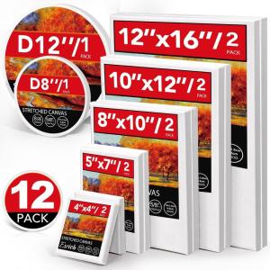 imageStretched Canvases for Painting 8PCS Multi Pack Canvas 3x5 5x7 8x10 10x122 of Each AcidFree Wood Frame Blank Canvas Art Canvas Pre Primed for Acrylic Oil Painting Tempera Paintings12PCS7sizes