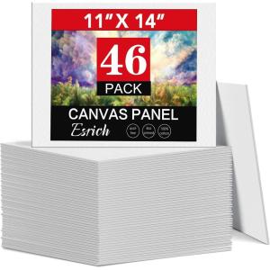 imageCanvas for Painting 11x14 Inch 46 Pack Canvas Boards for Painting Cotton AcidFree Primed Blank Canvas Panels for Oil Paint Watercolor Acrylic Paint Gouache and Tempera DIY1114in 46pack