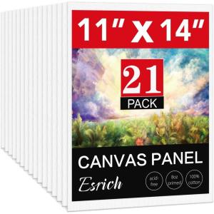 imageCanvas for Painting 11x14 Inch 46 Pack Canvas Boards for Painting Cotton AcidFree Primed Blank Canvas Panels for Oil Paint Watercolor Acrylic Paint Gouache and Tempera DIY1114in 21pack