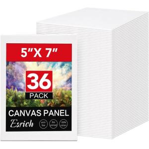 imageESRICH 36 Pack 5x7 Small Canvas Boards for Painting Primed AcidFree Cotton Mini Canvases NonToxic Blank Canvas Panels for Oil Acrylic Watercolor ampamp Tempera for Artists Students ampamp Kids 5x7 in5x7in