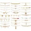 imageESRICH 3040PCS Anklets for Women Ankle Bracelets for Wemen with Gold Silver Rose Gold Three Style Anklets for Women Waterproof for Beach Jewelry Gifts Adjustable Size Beach Anklet SetGold