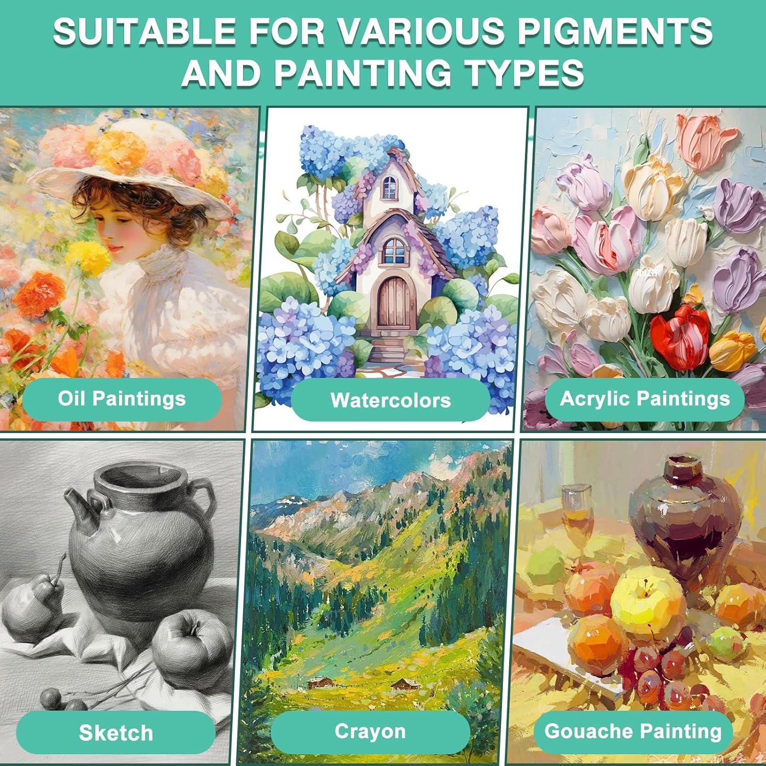 imageESRICH Stretched Canvas for Painting 16x20 Inch 12Pack Large Canvas for Painting Primed AcidFree Cotton Blank Canvases Art Paint Canvases for Oil PaintWatercolorAcrylic PaintGouache and Tempera10X10IN 10 Packs