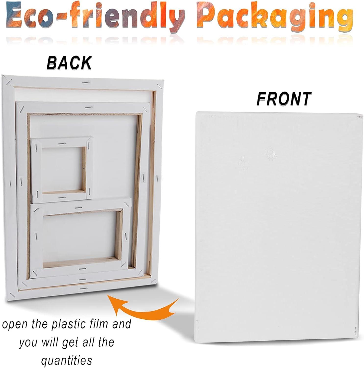 imageESRICH Stretched Canvas for Painting 16x20 Inch 12Pack Large Canvas for Painting Primed AcidFree Cotton Blank Canvases Art Paint Canvases for Oil PaintWatercolorAcrylic PaintGouache and Tempera24 Packs  8 Sizes 3 of Each