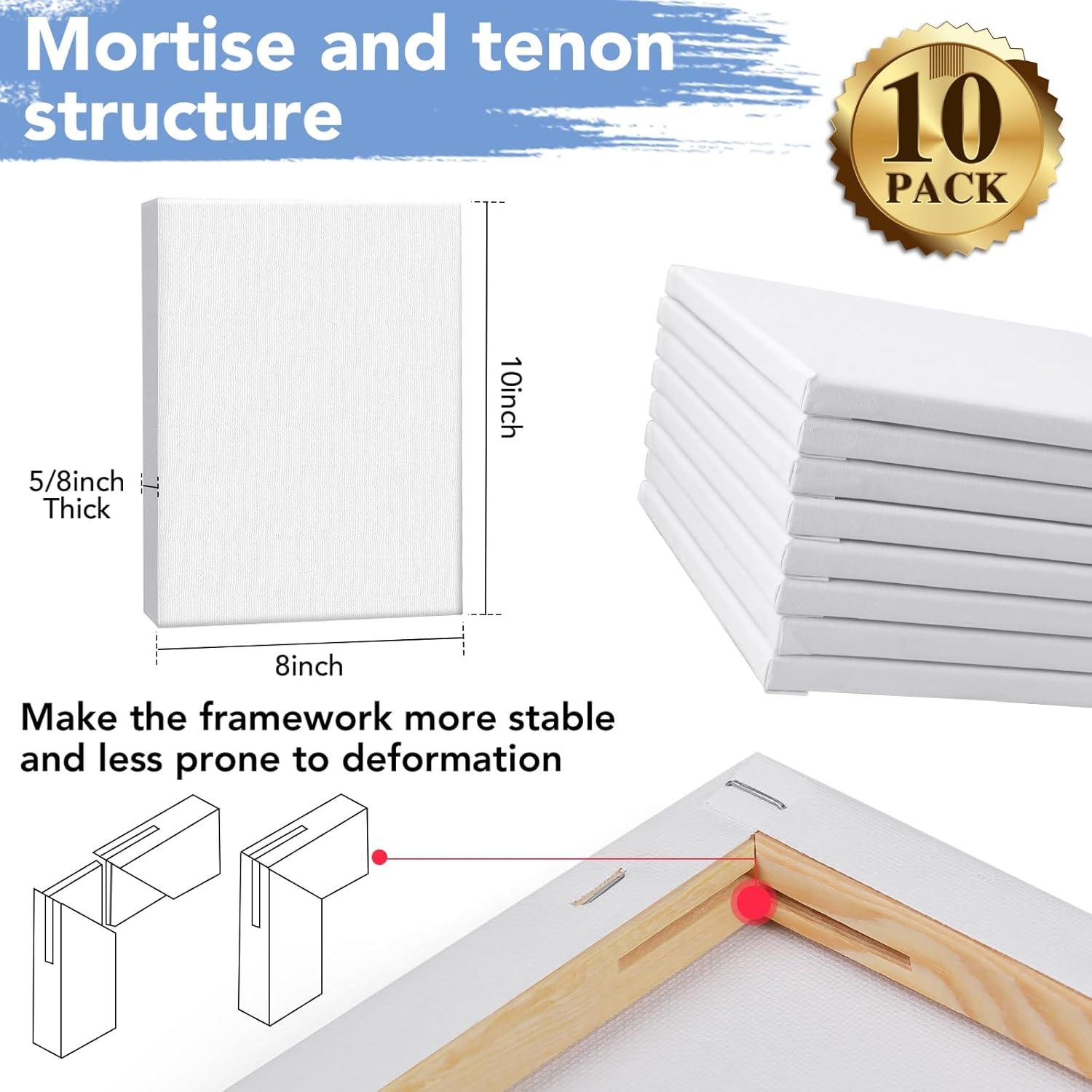 imageESRICH Stretched Canvas for Painting 16x20 Inch 12Pack Large Canvas for Painting Primed AcidFree Cotton Blank Canvases Art Paint Canvases for Oil PaintWatercolorAcrylic PaintGouache and Tempera8X10IN 10 Packs