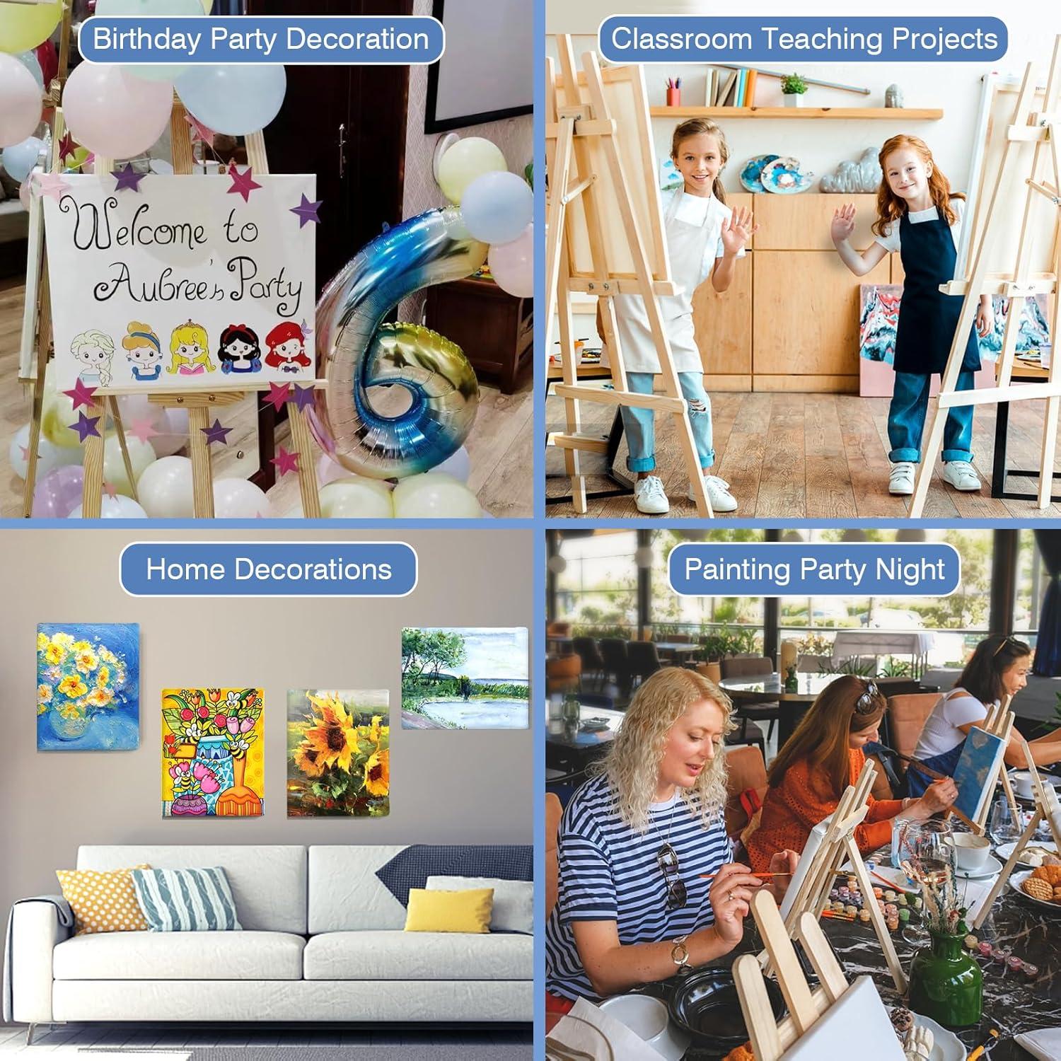 imageESRICH Stretched Canvas for Painting 16x20 Inch 12Pack Large Canvas for Painting Primed AcidFree Cotton Blank Canvases Art Paint Canvases for Oil PaintWatercolorAcrylic PaintGouache and Tempera8X10IN 10 Packs