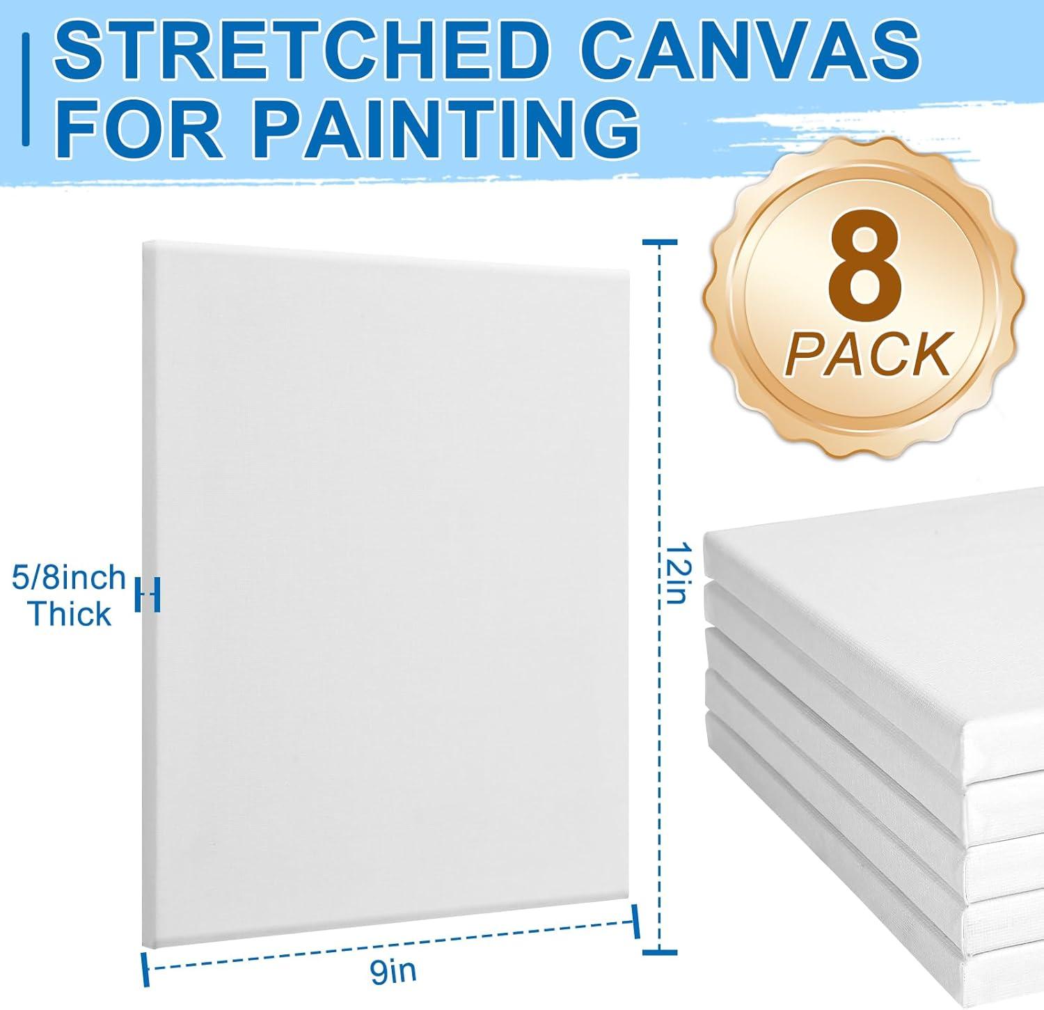 imageESRICH Stretched Canvas for Painting 16x20 Inch 12Pack Large Canvas for Painting Primed AcidFree Cotton Blank Canvases Art Paint Canvases for Oil PaintWatercolorAcrylic PaintGouache and Tempera9X12IN 8 Packs