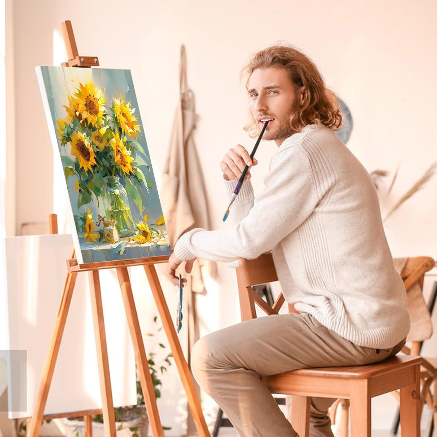 imageESRICH Stretched Canvas for Painting 16x20 Inch 12Pack Large Canvas for Painting Primed AcidFree Cotton Blank Canvases Art Paint Canvases for Oil PaintWatercolorAcrylic PaintGouache and Tempera8X10IN 10 Packs