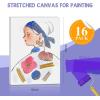 imageESRICH Stretched Canvas for Painting 16x20 Inch 12Pack Large Canvas for Painting Primed AcidFree Cotton Blank Canvases Art Paint Canvases for Oil PaintWatercolorAcrylic PaintGouache and Tempera12X16IN 16 Packs