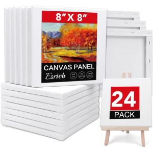 imageESRICH Stretched Canvas for Painting 16x20 Inch 12Pack Large Canvas for Painting Primed AcidFree Cotton Blank Canvases Art Paint Canvases for Oil PaintWatercolorAcrylic PaintGouache and Tempera8X8IN 24 Packs
