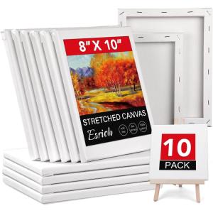 imageESRICH Stretched Canvas for Painting 16x20 Inch 12Pack Large Canvas for Painting Primed AcidFree Cotton Blank Canvases Art Paint Canvases for Oil PaintWatercolorAcrylic PaintGouache and Tempera8X10IN 10 Packs