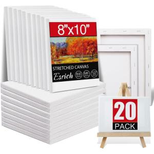 imageESRICH Stretched Canvas for Painting 32x48 Inch 3Pack Large Canvas for Painting Primed AcidFree Cotton Blank Canvases Art Paint Canvases for Oil PaintWatercolorAcrylic PaintGouache and Tempera8x10in20Pack