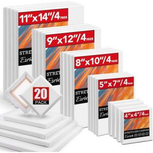 imageESRICH Stretched Canvas for Painting 32x48 Inch 3Pack Large Canvas for Painting Primed AcidFree Cotton Blank Canvases Art Paint Canvases for Oil PaintWatercolorAcrylic PaintGouache and TemperaMultisize 20 Pack