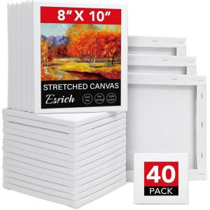 imageESRICH Stretched Canvas for Painting 32x48 Inch 3Pack Large Canvas for Painting Primed AcidFree Cotton Blank Canvases Art Paint Canvases for Oil PaintWatercolorAcrylic PaintGouache and Tempera8x10in40Pack
