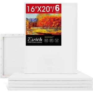 imageESRICH Stretched Canvas for Painting 32x48 Inch 3Pack Large Canvas for Painting Primed AcidFree Cotton Blank Canvases Art Paint Canvases for Oil PaintWatercolorAcrylic PaintGouache and Tempera16x20in6Pack