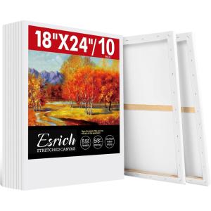 imageESRICH Stretched Canvas for Painting 32x48 Inch 3Pack Large Canvas for Painting Primed AcidFree Cotton Blank Canvases Art Paint Canvases for Oil PaintWatercolorAcrylic PaintGouache and Tempera18x24in10Pack