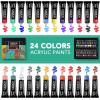 imageESRICH Acrylic Paint SetPainting Supplies with 2 PCS of 12 Colors Acrylic Paint1 Easel 3 Canvas 30 Paintbrushes and 3 Palettes Paint Kit for KidsStudents Artists and Beginner24Color
