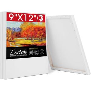 imageESRICH Stretched Canvas for Painting 3 Pack 9x12 Inch Canvas Value PackPrimed AcidFree Cotton Blank Canvases Painting Canvas for Oil ampamp Acrylic Paint9x12in 3pack